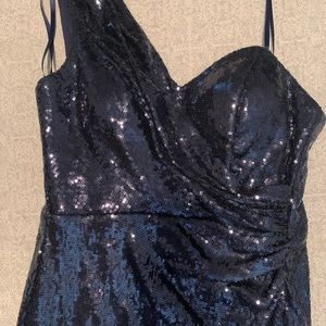 Caché USED ONCE Prom/Evening Navy Blue Sequin Gown
